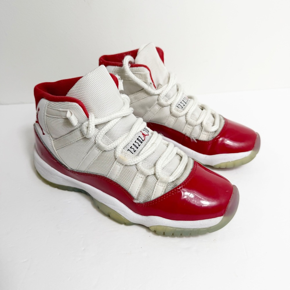 Jordan 11 Retro Cherry Kids Size 4Y White Red Sneakers 378038-116